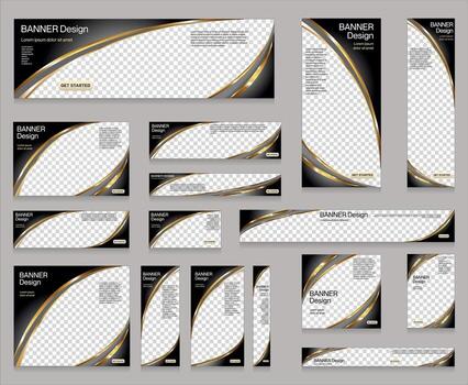 conjunto de negocio web pancartas vistoso modelo diseño con imagen y texto espacio vector