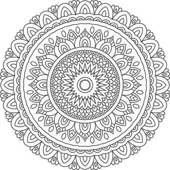 Intricate Circular Mandala Design with Symmetrical Patterns A Calming and Meditative Art Therapy Tool for Relaxation and Creative Expression vector