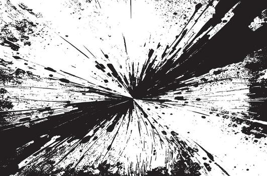Dynamic abstract black ink explosion splatter on white background. Perfect grunge texture for posters, prints, wallpapers, digital art, and modern design projects with bold expressive burst effect. vector