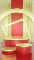 3D Render of Red Podium with Elegant Gold Background in Portrait Orientation video