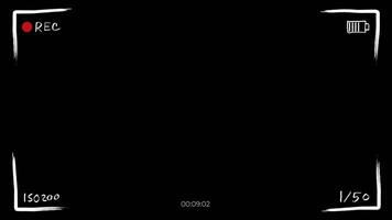 hand- getrokken wit camera opname scherm. kader door kader in 4k oplossing. filmen scherm, het schieten camera opname Scherm. snel camera Luik sluiting. tekening camera zoekers. video