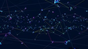 Abstract network of colored lines and triangles video