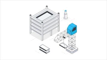 byggnad projekt isometrisk animation. mP4 fil video