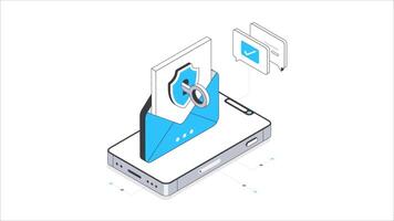 post säkerhet isometrisk animation. mP4 fil video