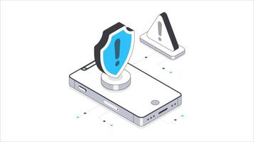 säkerhet fel isometrisk animation. mP4 fil video