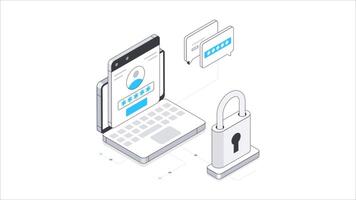 conta senha isométrico animação. mp4 Arquivo video