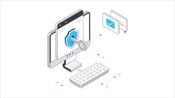 hacker isométrico animação. mp4 Arquivo video