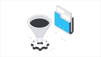 datos filtración isométrica animación. mp4 archivo video