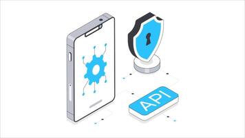 api säkerhet isometrisk animation. mP4 fil video