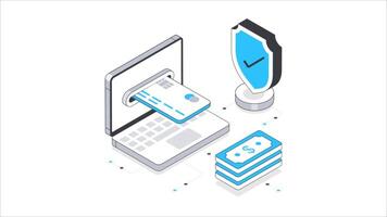 sicuro pagamento transazioni isometrico animazione. mp4 file video