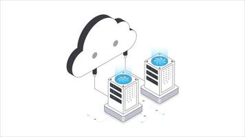 nuvem servidor isométrico animação. mp4 Arquivo video