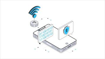 säkra omedelbar meddelandehantering isometrisk animation. mP4 fil video