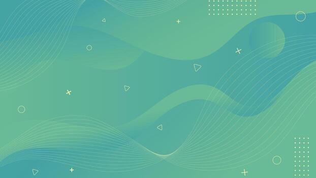 Modern abstract background featuring green gradient waves, thin flowing lines, and minimal geometric shapes. Perfect for presentations, posters, banners, and digital designs. vector