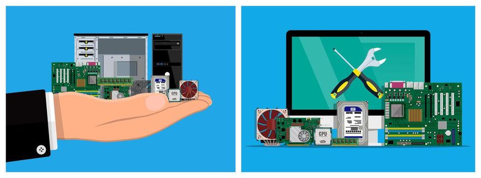eso Servicio concepto con tecnología hardware. vector