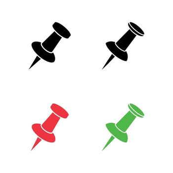 Push pin icons set in different colors on a clean white background vector