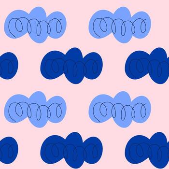 sin costura resumen modelo con superposición azul como una nube formas en pastel rosado antecedentes para tela, fondo de pantalla, y envase papel vector