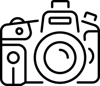 A linear icon representing a dslr camera vector