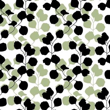 Foliage seamless pattern, eucalyptus leaves. Background design. Repeating print for fabric vector