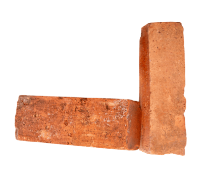 Two old red bricks in stack isolated with clipping path in file format png