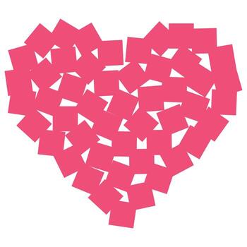 corazón y amor diseño, adecuado para enamorado diseño y belleza, un rosado corazón forma es compuesto de superposición rectangular papel piezas en un blanco antecedentes. vector