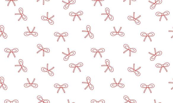 Seamless pattern of hand draw red bow on white background. vector