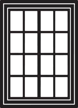 Classic architectural window frame with multiple panes silhouette isolated on white background vector