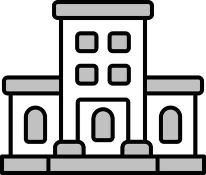 Gray building icon with arched doorways on white background architecture structure vector