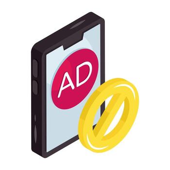 Conceptual isometric design icon of stop ad vector