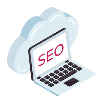 Conceptual isometric icon of search engine optimization vector