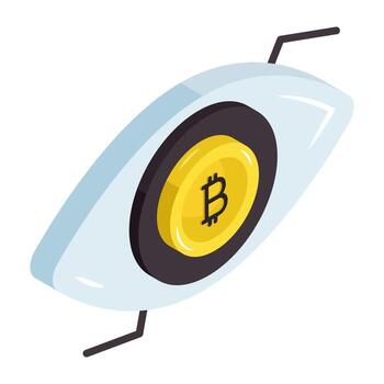 A isometric design icon of bitcoin monitoring vector