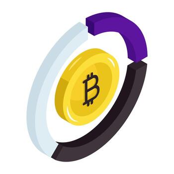 Creative Isometric design icon of bitcoin analytics vector