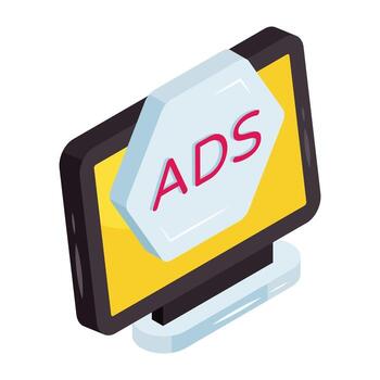 Conceptual isometric Isometric design icon of online ad vector