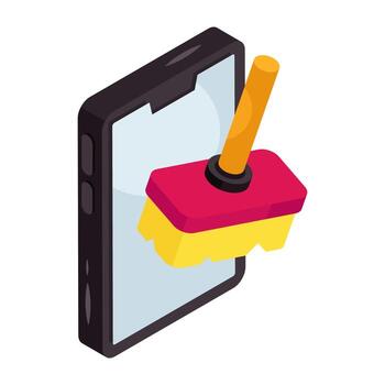 Conceptual isometric design icon of mobile data clean vector