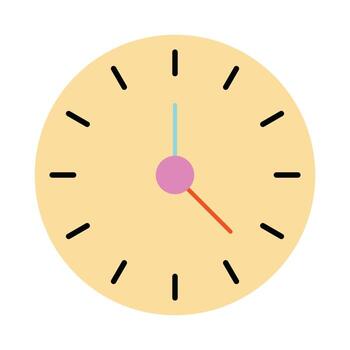 Simple Minimalist Clock Icon in Flat Design Style vector