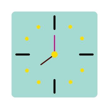 Modern Colorful Square Clock Icon in Flat Design vector
