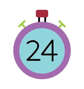 24 Hours Service and Support Stopwatch Icon vector