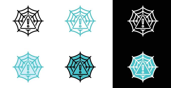 Spider web warning icons with triangular alert symbol vector