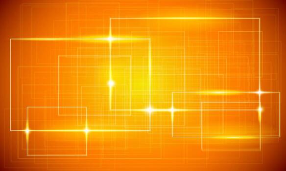 Bright Orange Abstract Light Background with Glowing Rectangles vector