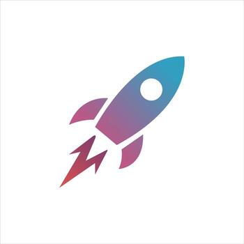 Rocket Ship Launching with Gradient Colors on White Background vector