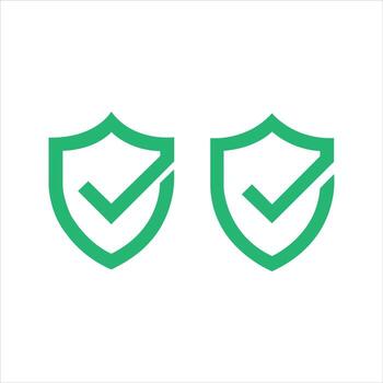 Two Green Shields with Check Marks Inside security protection vector