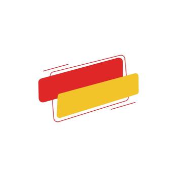 Red and Yellow Abstract Shapes with Red Outline on White Background illustration vector