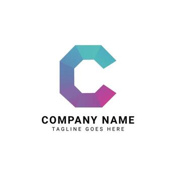 Geometric Letter C Logo with Gradient Colors and Text alphabet initial vector