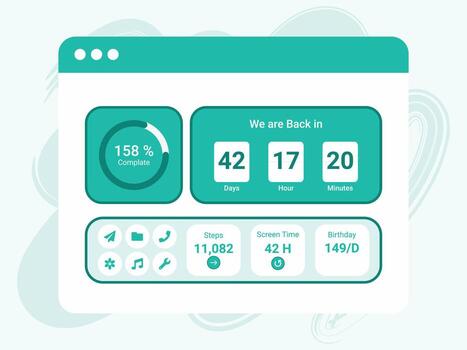 Dashboard UI with widgets flat illustration vector