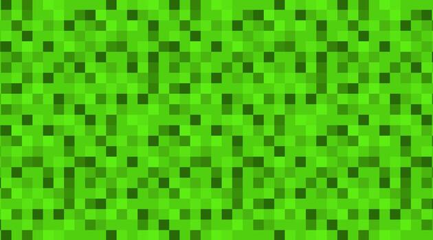 Seamless pixel grass pattern in retro game style. Digital squared green block texture perfect for pixel art design, game backgrounds, creative decoration, and digital projects. vector