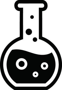 Simple flask with bubbles icon for science and experiments vector