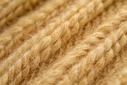 Close-up view of textured yellow knitted fabric showing intricate pattern photo