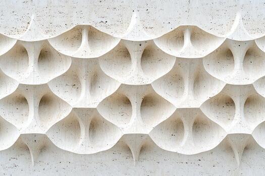 Unique textured wall design featuring geometric patterns in neutral colors photo