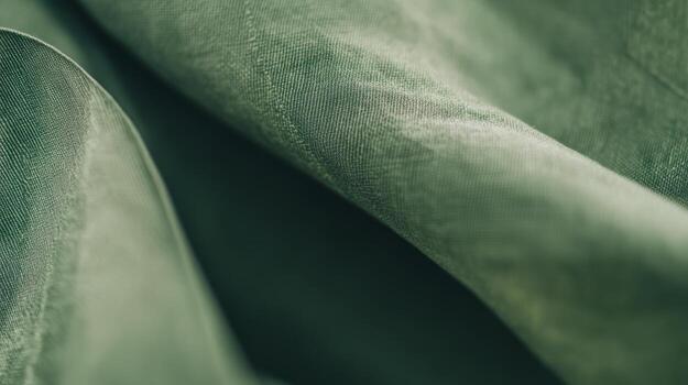 Detailed close-up of textured green fabric with soft draping photo