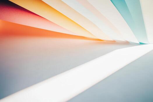 Colorful paper sheets creating a dynamic gradient in soft light photo