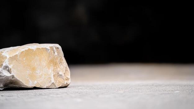 Rock placed on a smooth surface in a shadowy environment photo